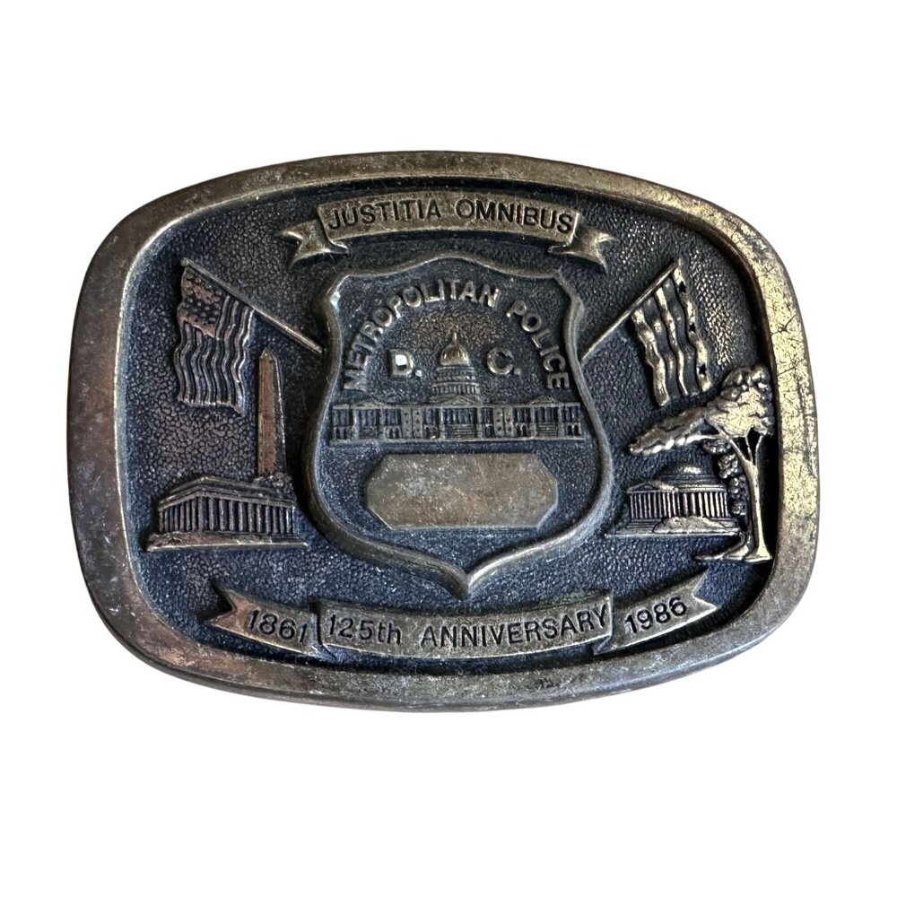 Belt Buckle DC Metropolitan Police 125th Anniversary 1861-1986 Justitia Omnibus